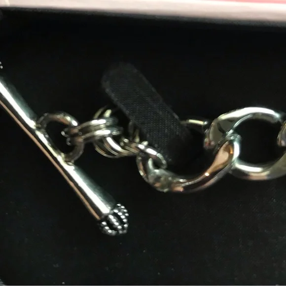 RARE VINTAGE Juicy Couture Silver Chain Link Bracelet w/rare heart bow charm - Picture 3 of 5